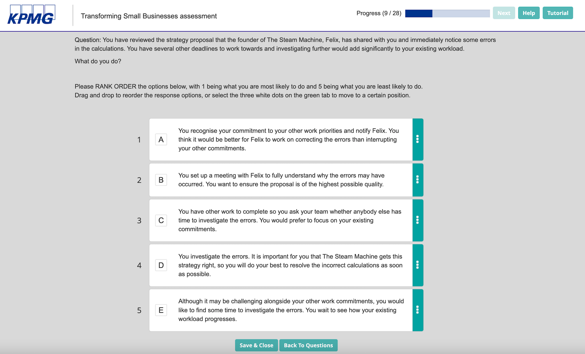 test problem solving kpmg